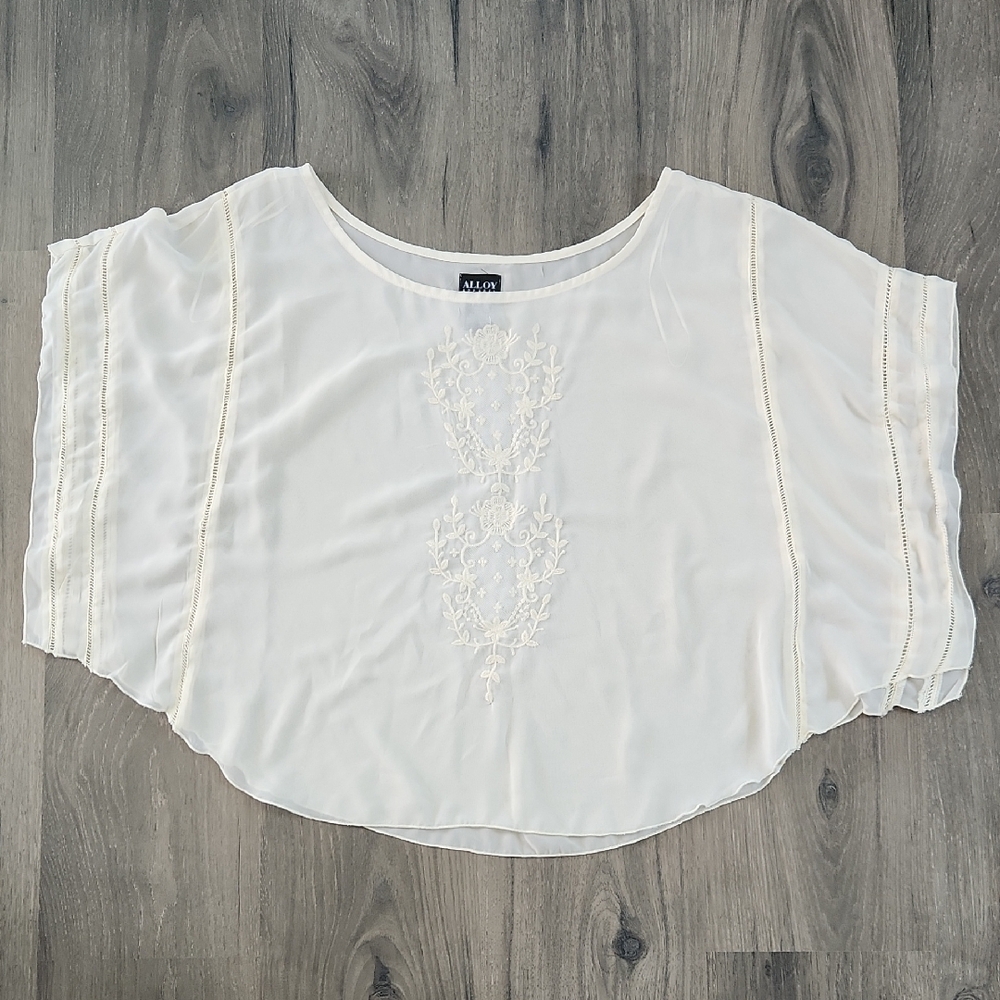 Alloy Apparel Sheer Dolman Sleeve Blouse